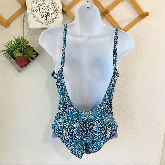 La Blanca Multicolor Geo Print One Piece Swimsuit Tummy Control Sz S - Picture 6 of 14